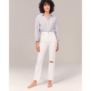 Abercrombie & Fitch Ultra High Rise Straight Jeans in White Destroy